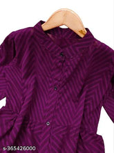 Georgette fabric zikzak woven lines jacket kurta, three-quarter sleeves, single color, fashionable Indian attire